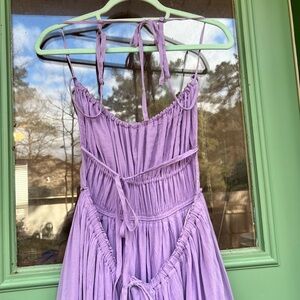 NWOT Free People Taking Sides Maxi Dress Large Lilac Purple Thistle Patch